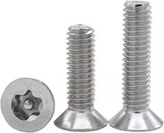 M3 M4 M5 M6 304 Stainless Steel Six Lobe Torx Flat Countersunk Head Pin Tamper Proof Anti Theft Security Screw Bolt(8mm,M5(10Pcs))