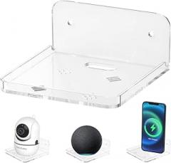 Acrylic Baby Monitor Shelf 3.9 * 3.9 * 1.8” Shelves for Bathroom Wall Mount Shelf for Echo Dot Echo Pop Organizer for Bathroom, Bedroom, Living Room, Kitchen, Room Decor (Small)