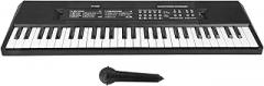 Electronic Organ Microphone and Recording Function 54-Key Piano Keyboard - Safe and Portable Mini Electronic Piano for Kids - Black and White