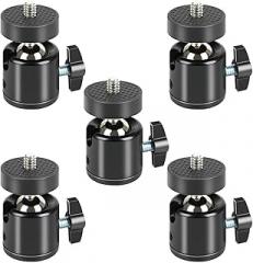 5 Pack Mini Ball Head 360° Rotatable Ball Heads Camera Mount Adapter, Compatible with Tripods, Monopods, Trail Cameras