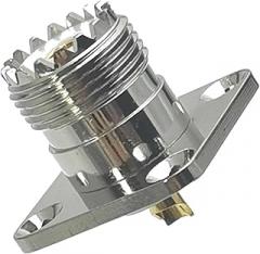 fengpeng 1pcs UHF SO239 Female Jack 4-Holes Flange Connector Solder Cup Panel Mount RF Coaxial Brass Straight New(More Than 10Pcs)