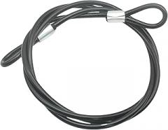 4FT 4mm Stainless Security Cables Tether,Braided Steel Vinyl Coated Safety Strap Luggage Lock,Flexible Wire Lead Chain Leash with Double Loops, Black