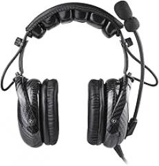Carbon Fiber Aviation Headset with Passive Noise Reduction，Mono and Stereo Compatibility, Noise Canceling Mic, MP3 Input, Includes Headset Bag