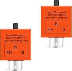 CF13 LED Flasher Relay, 3 Pins 12V Speed Adjustable Flasher Relay for LED Turn Signal Lights CF13 EP34, Electronic Flasher Indicator Fix Automotive and Motorcycle Hazard Warn Hyper Blinker (2PCS)