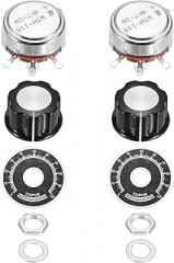 MECCANIXITY 2 Set WTH118 4.7K Potentiometer Kit, Single Turn Rotary Carbon Variable Potentiometers with Knobs Nuts Washers Dials for DIY Electronics Audio Equipment