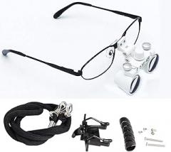 2.5X Dental Loupes, Surgical Magnifying Glass with Metal Eyeglasses, 440mm Working Distance, Adjustable Pupil Distance, for Neurological, Ophthalmology, Ent, Electronics and Industry Fauay