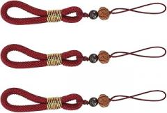 Veemoon 3pcs Burgundy Braided Wrist Strap Lanyards with Keychain Rings for Phone Hanging, Anti-lost Decorative Phone Ropes Suitable for Electronics Accessories