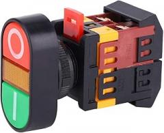 Switch WITH LED NO C MATUADOR BUTTON - TWO Switch CIRCUITS - Configurable to Red or Green Buttons - Compact and Practical Design - User - 1 Switch for Electronic Projects (380V)