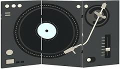 2 Ft Room Divider Screen Top View Turntable Vinyl Record 3D Rendered Portable Short Canvas Folding Screen 3 Panel Freestanding Separator Privacy Partition Indoor Home Office