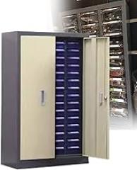 60 Drawers Multi-Drawer Parts Storage Cabinet with Door, Stackable Workshop Organizer for Screws, Electronics Components(Blue,S 95x28x58.5cm)