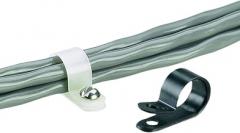 Panduit CCS38-S8-C Fixed Diameter Cable Clamp, Nylon 6.6, Natural, #8 Screw Mounting Method, 0.59