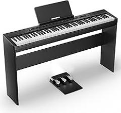 Donner DEP-16A Beginner Digital Piano 88 Key Full Size Weighted Keyboard, Portable Electric Piano with 3-Pedal Unit