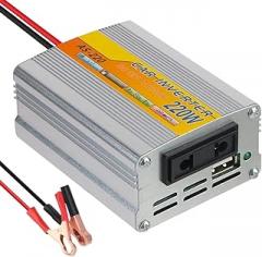 Silver | 220W Power Inverter Car Mounted Solar Inverter USaB Voltage Transformer Portable Dc 12V to Ac 220V Conversion USaB Bettery Clip New 2026 High for Reliable Electronic Component