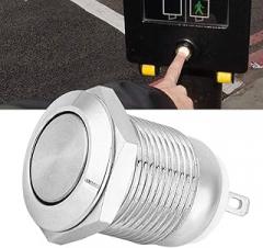 5Pcs 12mm Metal Push Button Switch Momentary Reset Self-Reset Metal Button Self-Reset Electronic Supplies Button Silver Push Button Switch 1 Normally Open 2 Pins(Flat