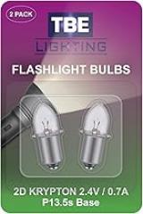 TBE LIGHTING Replacement 2D 2.4 Volt, 0.7A Bayonet Base P13.5 Krypton Flashlight Bulbs, Pack of 2 Energy efficient Flashlight Krypton Bulbs to fit a Standard 2D Torches