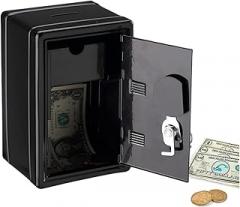 Mini Size Security Safe Box, Fireproof Metal Money Locker Small Storage, Combination Lock Key Password Cash Saving Plastic Coin Practical Can Electronic Keepsake Protection, 4.7