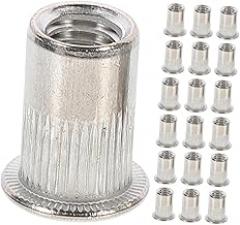 Mobestech 70pcs M5 Rivet Nuts: Stainless Steel Flat Head Threaded Insert Nut - Quick Installation Ideal for Machinery Furniture Electronics