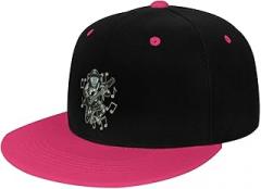 MULIHU Astronauts Play Electronic Guitars with Melodic Signs in Space Snapback Hat Flat Bill Hat Baseball Cap for Men Women Flat Brim Hats Pink