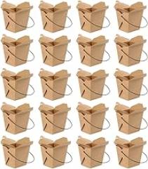 Milisten 20pcs Kraft Paper Food Containers Food Storage Boxes with Handles Portable Fried Snack Holders Takeout Boxes for Noodles Chicken Popcorn Packaging