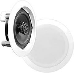 Pyle PDIC51RD 5.25 Inch Round White in Ceiling Wall Flush Speakers Pair (Renewed)