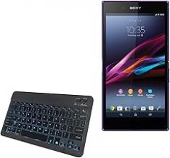BoxWave Keyboard Compatible with Sony Xperia Z Ultra - SlimKeys Bluetooth Keyboard - with Backlight, Portable Slim LED 7 Colors - Jet Black