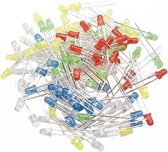 100 pcs(5 colors x 20 pcs) 3mm LED Diode Lights Assortment Kit Pack (Diffused Round Lens DC 3V 20mA) Lighting Bulb Lamp Assorted Variety Color Electronics Components Light Emitting Diodes Parts