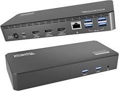 Plugable USB C Triple Display Docking Station | 100W PD, 3x HDMI (1x 4K 30Hz, 2x 1080p 60Hz), 6x USB 5Gbps Ports | Windows, macOS, ChromeOS Compatible - Enhance Productivity with Multi-Monitor Support