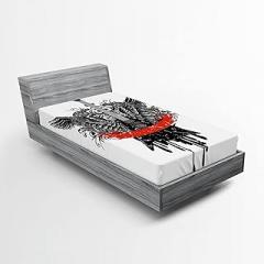 Ambesonne Rock Music Fitted Sheet, Guitar Wings Leaf Pattern Ribbon Color Dripping Electronic Instrument Design, Bed Cover with All-Round Elastic Deep Pocket for Comfort, Twin XL Size, Scarlet Black