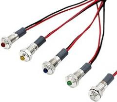 Metal Signal Light FXB6F-LED Small Power Indicator Lamp 6mm Waterproof IP67 12V 24V 220V Red Green Yellow White Blue(Red led,3-6V)