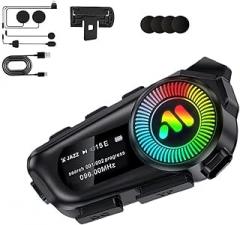 Motorcycle Helmet Bluetooth Headset, IP67 Waterproof, Type-C Charging, Two-in-One Microphone with Ambient Light and Voice Assistant for All Helmets (R1)