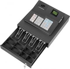 Cash Register, 39 Keys Commercial Electronic Cash Register with LED Display and Thermal Print Head, Tabletop Cash Register Drawer Receipt Printer Cash Register for Supermarket Retailer Restaurant