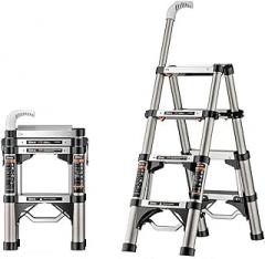 Telescopic Ladder, 4/5/6 Step Stainless Steel Telescoping Ladder with Non-Slip and Stable Feet, Portable Extension Ladder with Handrail for Household and Outdoor Working (Size : 5 Step)
