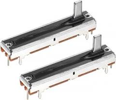 MECCANIXITY 2Pcs Straight Single Linear Slide Potentiometer 7 Pin B10K 45mm(L) 30mm Travel 10mm Handle Fader Variable Resistors Mixer Electronic Potentiometer for Dimming Tuning