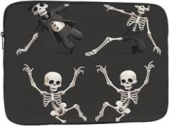 Cute Skeleton Pattern Printed Laptop Sleeve Case for Men Women Shockproof Travel Office School, black, 10 inch