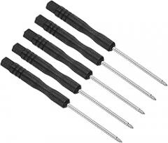 Tiny Tri-point Screwdriver, 0.6mm Size 80mm Length, Steel Y-Head Screw Driver with Swivel Lid Non-Slip Grip - (Applications: for Eyeglasses Watches Electronics Computer), 5pieces