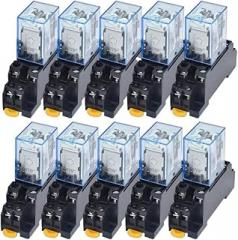 Electronic Parts 20Pcs Relay LY2NJ AC12V 24V 36V 48V 110V 220V 380VSmall Relay 10A 8 Pins Coil DPDT with Socket Base (Size : AC36V)