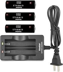 Kastar 3-Pack Battery and AC Wall Charger Replacement for Manfrotto MVG460 & MVG460FFR, XHDATA D-808 AM/FM, GMB-B117, GMB-B118 Battery, EVO GP GP-PRO RAGE3 Gimbal, EVO Rage (Gen 1) Gimbal