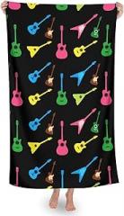 Quick Dry Electronic Bass Guitar Pattern Beach Towels for Women, Towel Easy to Clean, Bath Towel for Bathroom Travel Swimming Outdoor Gym