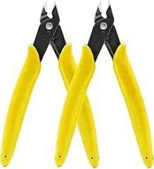 Micro Wire Cutters Precision Flush Cutter Pliers for Jewelry Making Electronics Craft 5 Inch Mini Side Cutting Nippers for Zip Ties Plastic Models and Hobby Projects 2PCS Yellow