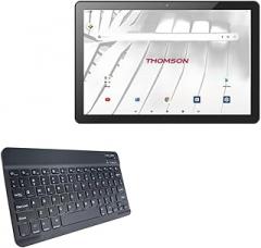 BoxWave Keyboard Compatible with Thomson 4G Tablet (10.1 in) - SlimKeys Bluetooth Keyboard, Portable Thin with Chiclet-Style Keys - Jet Black