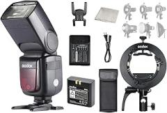 Godox Ving V860II-S Camera Flash Speedlite for Sony Camera with Godox S2 Speedlite Bracket, 2.4G TTL GN60 1/8000s HSS, Rechargable Li-ion Battery, 650 Full Power, External Flash Compatible for Sony