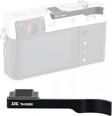 JJC TA-X100V Black Thumbs Up Grip for Fuji X100V Camera, Hot Shoe Thumb Grip Comaptible with Fujifilm X100V X100F X-E3, Made of Premium Anodized Aluminium Alloy, Weight 6G, Size 66.128.39mm