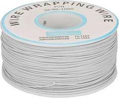 30AWG Copper Wire Strand, 200m Tinned Flexible Insulated Cable for Electronics, PCB Soldering, and Breadboard Jumper (White)