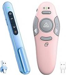 QUI Presenter Clicker USB A&C Bundle | Pen-Shaped Blue & Remote-Shaped Pink