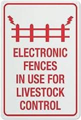Electronic Fences in Use for Livestock Control Sign - 12x8 inch Aluminum Warning Plate - UV-Printed for Farms, Ranches & Livestock Pastures