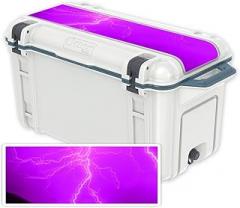 MightySkins (Cooler Not Included) Skin Compatible with OtterBox Venture 65 qt Cooler Lid - Purple Lightning | Protective, Durable, and Unique Vinyl wrap Cover | Easy to Apply | Made in The USA