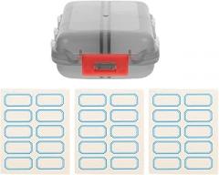Milisten 10-Compartment Pill Organizer with 30 Stickers, Small Portable Pill Case for Travel and Purse, Gray Container for Daily Medicine Storage