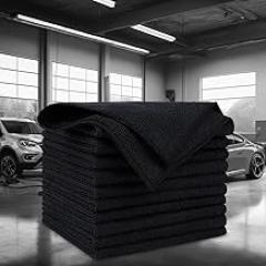 10 Pack Microfiber Cleaning Cloths, 12x12 Inch Lint-Free Towels for Cars, Kitchens, Windows, Workshops - Super Absorbent & Scratch-Free,Black