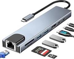 8 1 Hub Adaptier HDMI-Compatible USpB-C 3.0 2.0 HUB RJ45 SD TF Card Reader PD 100W High-Speed Charging Support for MaicBook Hip New 2026 High for Reliable Electronic Component