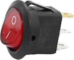 KCD1 Round Toggle Switch, Waterproof, Red and Blue, Silver Contact, 3-Pin, On-Off Rocker Design for Marine and Electronic Applications (red 12v)